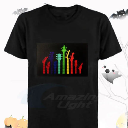 Popular Sound Active Equalizer EL T-shirt Equalizer Light Up Down LED T-shirt Flashing Music Activated LED T-shirts Men Women Tee