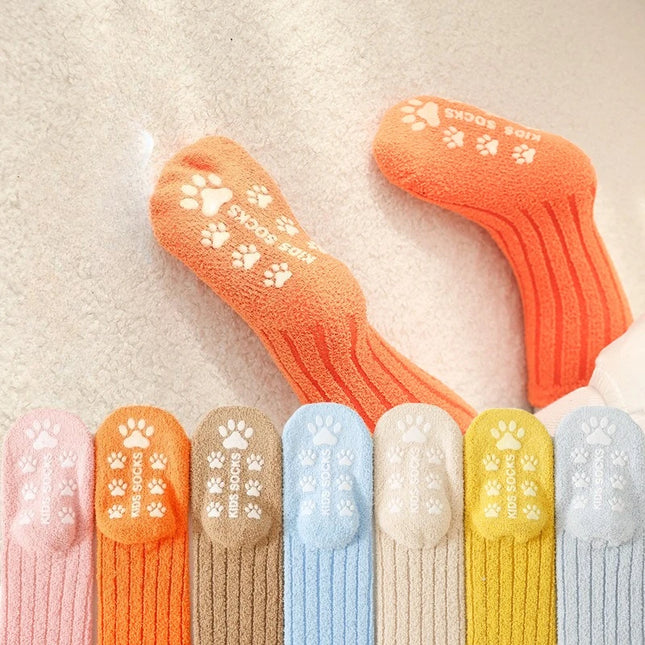 Warm Baby Calf Sock Simplicity Solid Color Calf Sock for Toddler Boy Girl Indoor Autumn Winter Newborn Non-slip Floor Sock