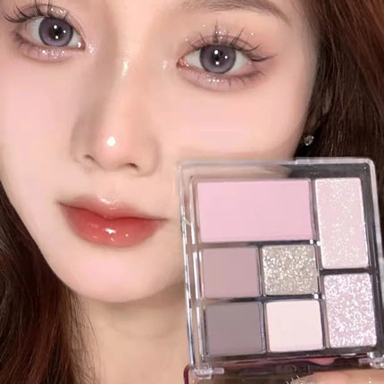 New 7 Color Eyeshadow Palette Pearly Matte Glitter Eyeshadow Makeuo Palette Shiny Eye Shadow Eye Pigments Purple Brown Cosmetics