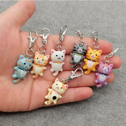 7pcs Cat Keychain For Men And Women Cartoon Accessories Durable Keyring With Lobster Clasp Decorative Gift For Bags Car Keys