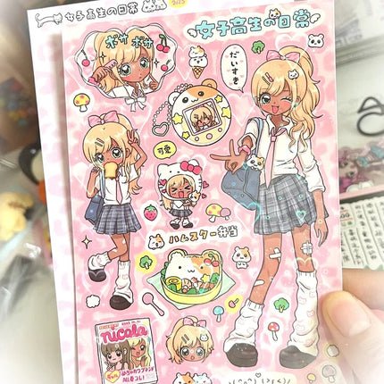 Shibuya Hottie Vintage Sticker - Kawaii Showa Anime Girl Decal for Aesthetic Journaling Scrapbooking Laptop & Phone Case DIY