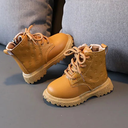 Bota Kid Boots Kid Fashion Boots Autumn Winter Boys British Plush Short Boot Girl Ankle Boots French Boy/ Girls Boot Kid Shoes