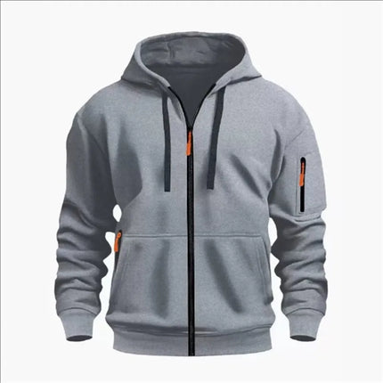 Men's Sweatshirts with Zipper Pockets Thin Solid Color Half Tracksuit Casual Outdoor Hooded Tracksuit Long Sleeves Jacket Coats