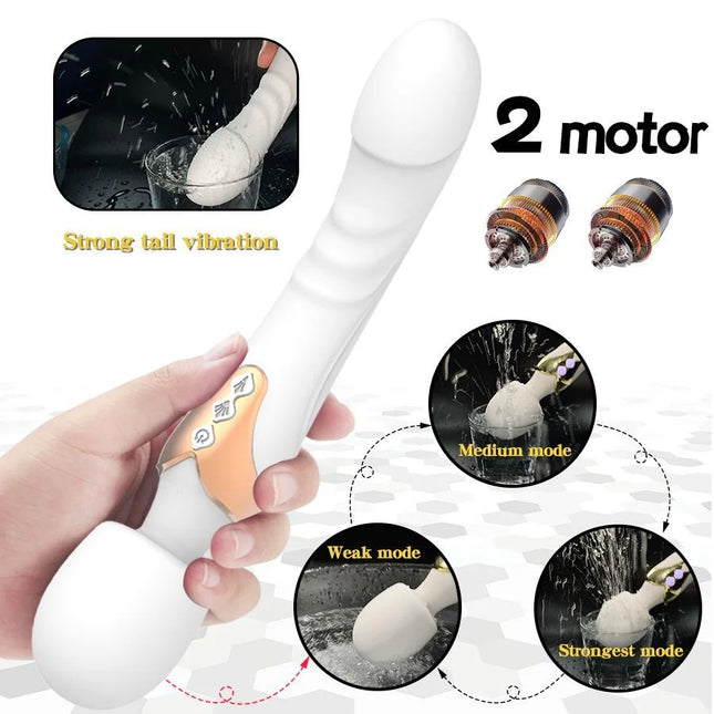 Dual Motor Powerful Silicone Vibrator G-Spot Clitoris Stimulator Soft Stick Dildos Masturbation Tool for Adult Sex Toys