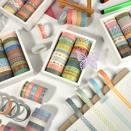 20 Rolls Skinny Washi Tape Scrapbooking School Supplies Basic Slim Decorative Adhesive Tape Stationery Decoration Masking Tape