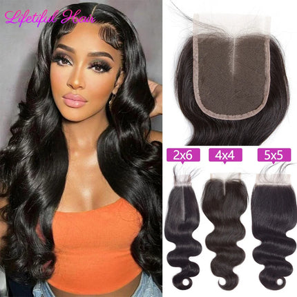 Body Wave Closure Only 4x4/5x5/2x6 HD Lace Closure Human Hair Extensions Baby Hair Brazilian Swiss Transparent Lace For Women
