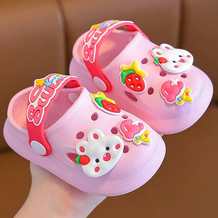 Summer Kids Slippers Sandals  Children's Shoes  Soft  Anti-Skid Cartoon DIY Design Hole Baby Shoes Sandy Beach For Boys Girls