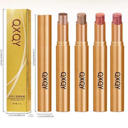 Three-Color Glitter Eyeshadow Stick Matte Long-Lasting Easy to Color Eye Makeup Stick for Effortless Look Enhancement