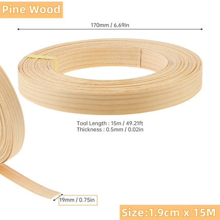 1.9cm/5cm x15M Hot Melt Adhesive Furniture Tape Melamine Edge Banding Strip/ Real Wood Pre Glued Veneer Sheet Cabinet Edge Decor