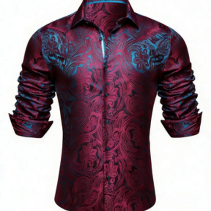 Men's Brand New Silk Top with Regular Slim Fit, Ordinary Lapel, 3D Printed with Artistic Patterns, Fashionable and Comfortable,