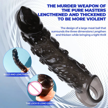 Bullet Vibrator Ring Clear Cock Ring Extender Reusable Penis Sleeve Enlargement for Couples Vibrating Dildo Sex Toys Men 18+