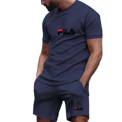 Men's Summer Casual Sports Two-Piece Set - Short-Sleeve Breathable Quick-Dry T-Shirt And Shorts for Outdoor Running Fitness