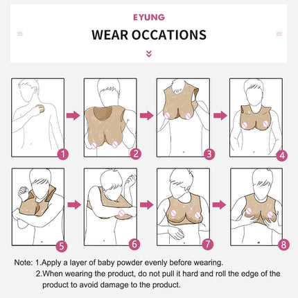 EYUNG 7/9th Boobs Plus Size Breast Cosplay Fake breasts K Cup Crossdressing Silicone Breastplate Fake Meme Crossdresser 50-110kg