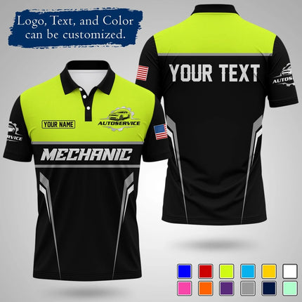 Mens Customizable Mechanic Work Polo Shirts Personalized Text And Logo Short Sleeve Tops 2026 Summer Breathable Sports POLO Tops