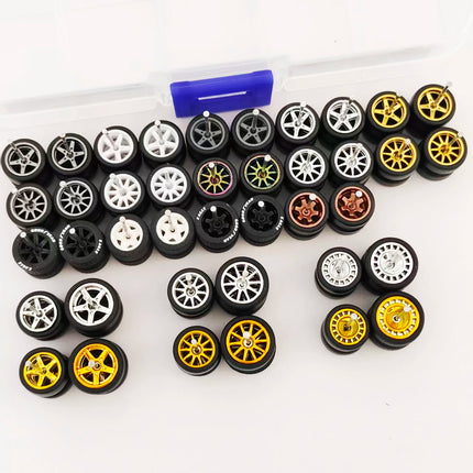 20 Sets 1/64 Wheels Rubber Tires Diameter 9.8mm 11mm 14mm 17mm for Matchbox/Domeka/HW 1:64 Diecast Alloy Car Models