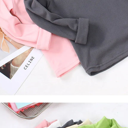 New 2025 Autumn Winter Boys Girls Kids Fashion Solid T-Shirt Tops Children O-Neck Long Sleeve Warm Casual T-Shirts
