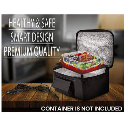 B82B-Portable Food Warmers Electric Heater Lunch Box Mini Oven 12V Car Power Black