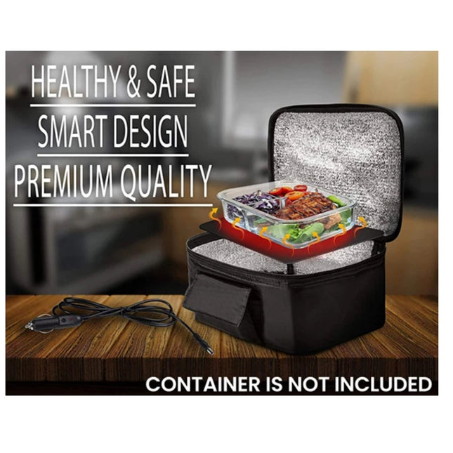 B82B-Portable Food Warmers Electric Heater Lunch Box Mini Oven 12V Car Power Black