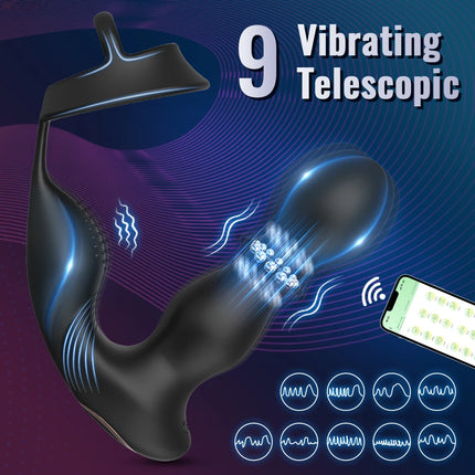 Wireless Remote Control Male Thrusting Prostate Massager 3 Moto Anal Plug Dildo Butt Plug Sex Toys for Men Telescopic Cock Ring