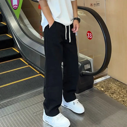 Trendy Mens American High Street Faded Jeans Summer Thin Loose Fit Casual Long Pants