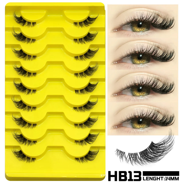 Veltrinay Half Lashes Natural Fake Lashes Wispy Cat Eye Lashes Clear Band Accent Short False Eyelashes Makeup