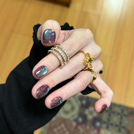 MN 10ML 2026 New Cyber Fluorite Cat Eye Gel Polish Iridescent Glass Bead Porcelain White Light-Chasing Cat Eye Nail Art Supplies