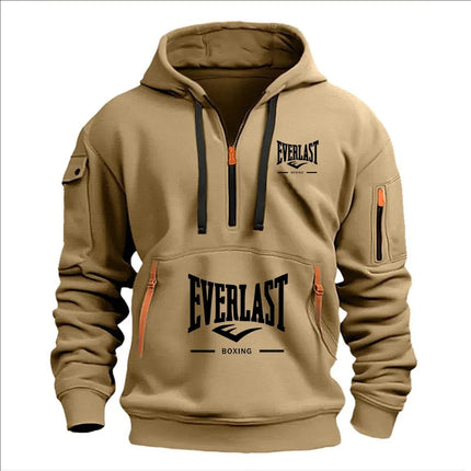 Fashion autumn and winter men's brand clothing multi-zipper design printed hoodie casual sweatshirt loose hooded jumper