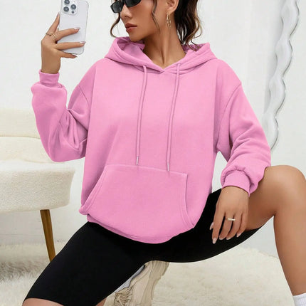 Solid Color Hoody For Female Autumn Fashionable Clothing Casual Fleece Pocket Hoodies Multicolor Unisex Women Streetwear