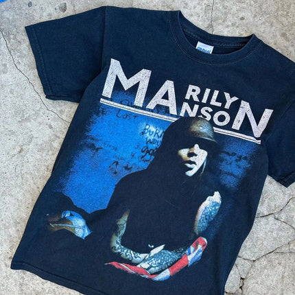 Gothic Rock Marilyn Manson Fan Tees Vintage Death Hype T-shirts Men Women Oversized Y2k 90s Pure Cotton Streetwear Clothing Tops