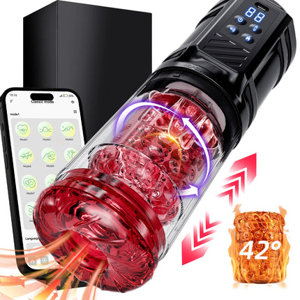 Automatic Heated Telescopic Sucking Masturbator Cup Blowjob Pocket Thrusting Rotating Masturbation Sex Toys for Adult Men