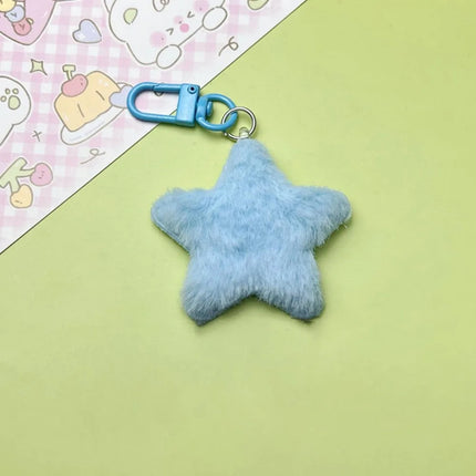 Fluffy Fur Multicolour Star Key Ring Pom Pom Starfish Plush Doll Stars Plush Keyring Soft Fluffy Stars Backpack Pendant