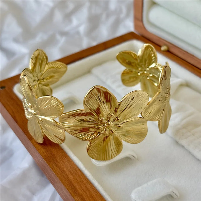 LATS New Personality Wide Flower Bracelet Opening Geometric Adjustable Hand Jewelry Wholesale