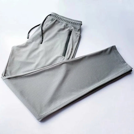 Men's Sportswear Summer Cool Quick Dry Breathable Knit Sports Pants Drawstring Thin Boys Trousers Tactical Clothing 2025 Z1A1