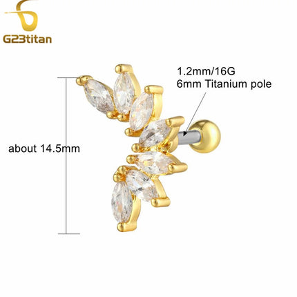1pc Ear Cartilage Helix Earring 16G G23 Titanium Custom Barbell Screw Back Stud Earring Hypoallergenic Piercing Body Jewelry