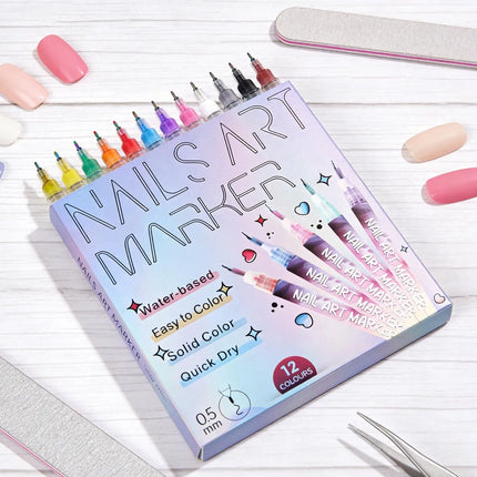 12 Color Nails Art Pens Drawing Painting Point Liner Graffiti Nail Polish Acrylic Painted Pen Kit NailArt Beauty Manicure Tools