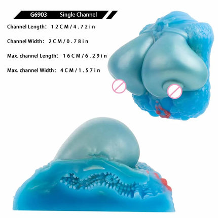 GEEBA Ultra-Realistic Blue Silicone Male Stroker Fantasy Breast Modeling Premium Adult Men Masturbator Body-Safe Adult Onahole