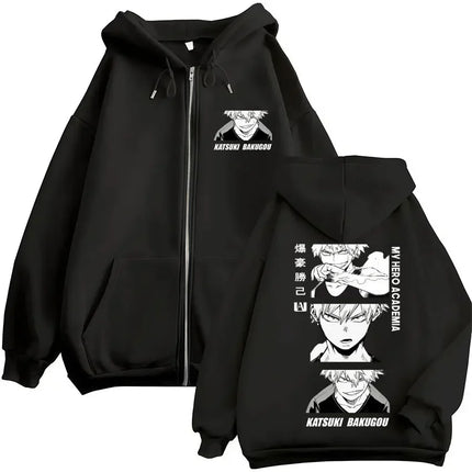 Japan Anime My Hero Academia Zip Up Hoodies Harajuku Fashion Manga Vintage Sweatshirt Men Women Fleece Oversized Tracksuit Coats
