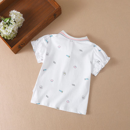 Baby Girls Summer Shirt 2025 New Kids Cotton Short Sleeved Clothes Kids Polo T-shirt Baby Turn-Down Collar Clothes