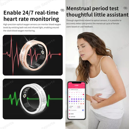 New Fashion Diamond Lady Smart Ring With Box Heart Rate Monitoring Application Controls Fitness Sports Women Health Smartring