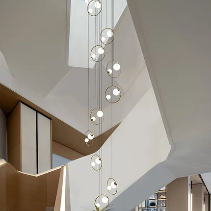Chandelier for Staircase Hanging Lamp Modern Pendant Luster Lighting for Living room Led Ceiling Lamps Ring Stairs Loft Lighting