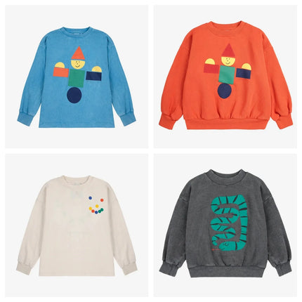 Boys and Girls Sports Set 2026 Spring Summer  New Fashion Cartoon Printed Top Cotton Casual Boys' Sports Shirt Children's Wear
