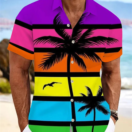 Hawaiian Surfing Men's Shirt 3D Printed Casual Fashion Short Sleeve Shirt Collar Button Top Super Large Clothing