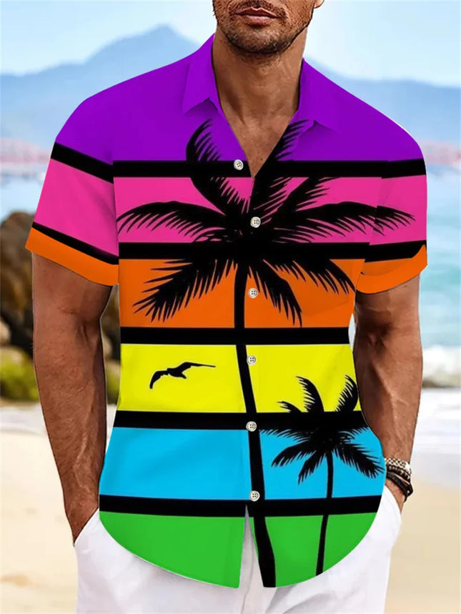 Hawaiian Surfing Men's Shirt 3D Printed Casual Fashion Short Sleeve Shirt Collar Button Top Super Large Clothing