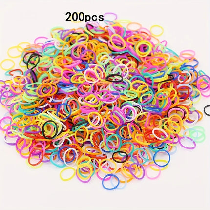 200pcs Rubber Loom Bands DIY Bracelets Wristband Silicone Rubber Hairbands Craft Kit Toys Birthday Christmas Gift Party Supplies