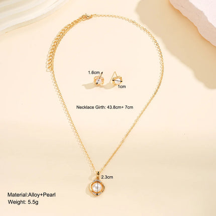 Korea New Hot Sale Peach Heart Pendant Earrings Necklace Rings Light Luxury Design Three-Piece Sets Trend Party Jewelry Gift Sets