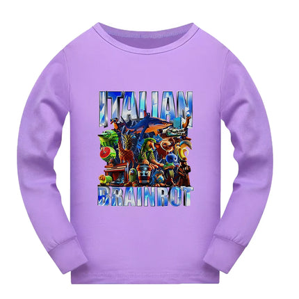 Italian Brainrot Bootleg Retro Meme Shark Tralalero Tralala Pajamas for Girls Clothes Baby Girl Clothes Outdoor Clothing Sets