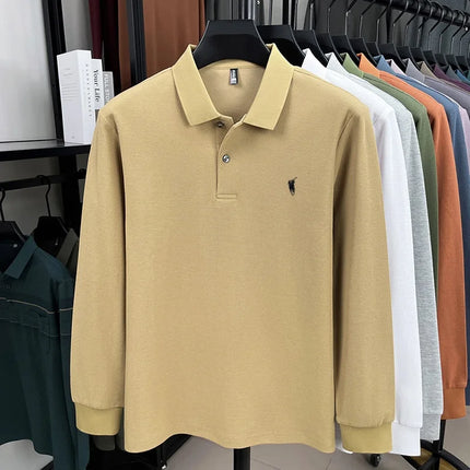 2025 New 100% Cotton High-end Brand Men's Long-sleeved Polo Shirt Autumn Fashion New Luxury Original Embroidery Top Golf T-shirt