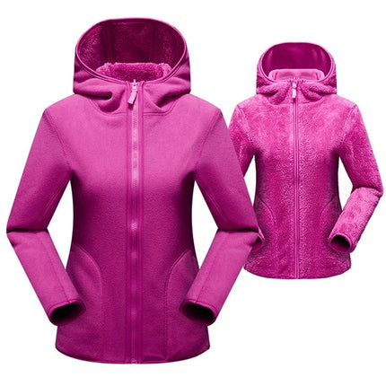 Women Pullover Sweatshirts Winter Unisex Reversible Hoodie  Warm Polar/Coral Fleece Hooded Jacket Ladies Flannel Coat Hoody