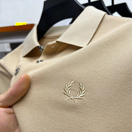 2025 Men's Embroidered Casual Polo Luxury Clothing High-Quality Brand 2024 Cotton Lapel Short Sleeved Summer 100%