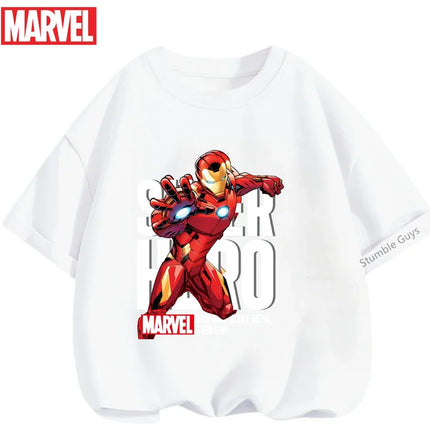 Kids Marvel Iron Man Avengers T-Shirt Boys Girls Summer Superhero Daily Wear 2026 New Anime Clothes